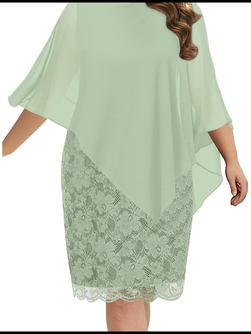Womens Plus Size Dress. Mint Green Lace Overlay Cocktail Dress